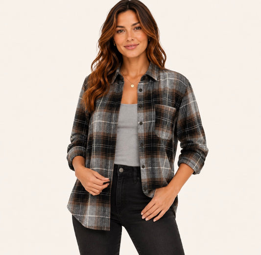 Long Sleeve Plaid Button Down Shirt