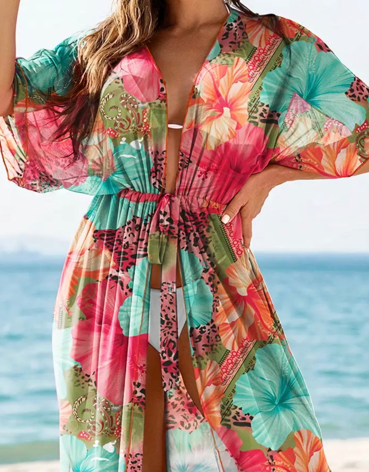 Long Floral Beach Cover Up
