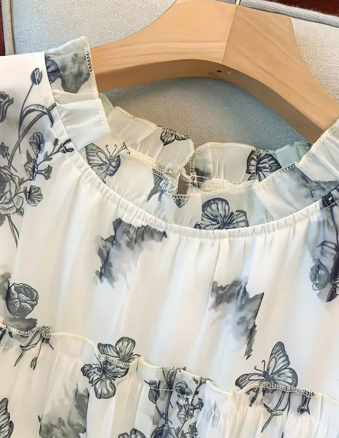 Plus Size Elegant Chinese Butterfly Chrysalis Print Blouse