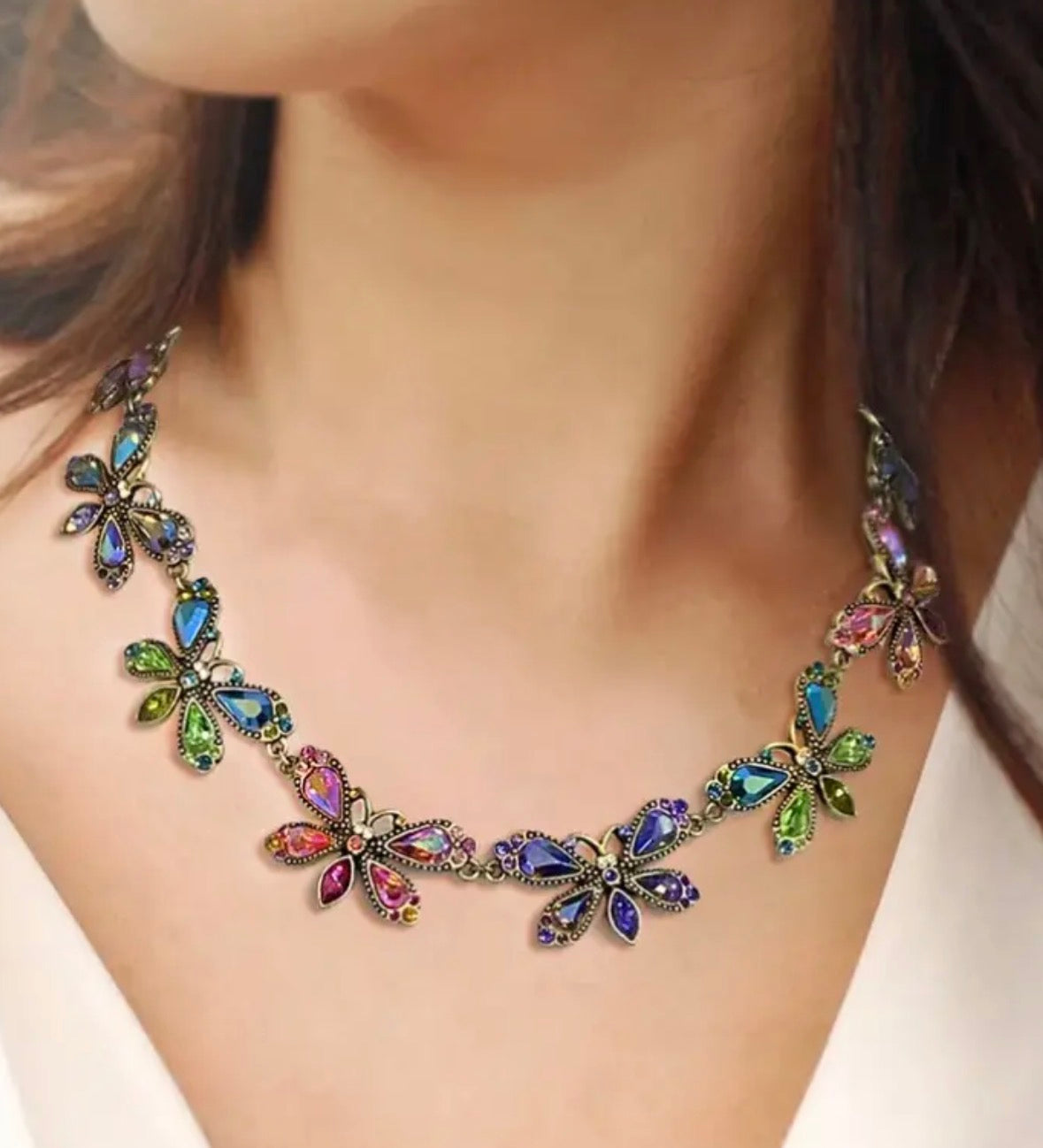 Retro Aurora Butterfly Necklace and Earrings Jewelry Set
