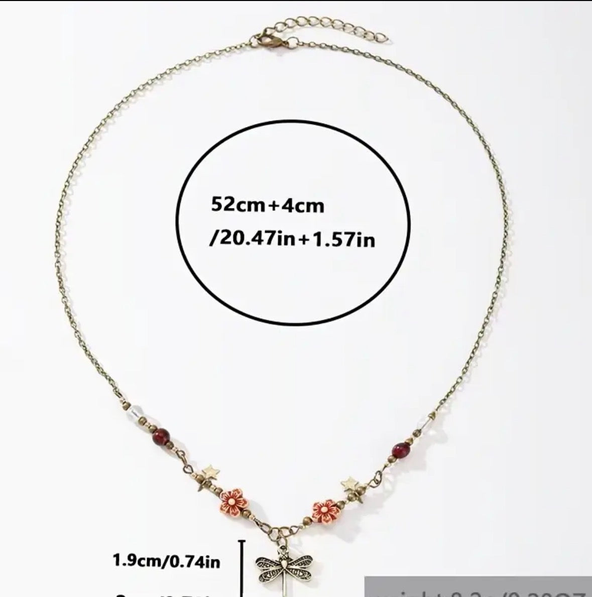 Bohemian Vintage Dragonfly with Floral Beads Necklace