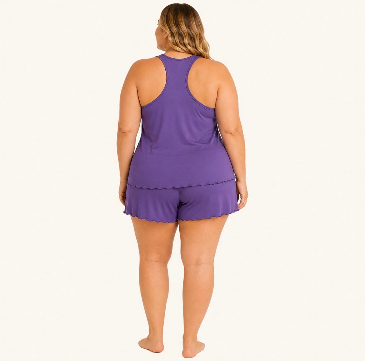 Plus Size Casual Tank Top And Shorts Loungewear Set