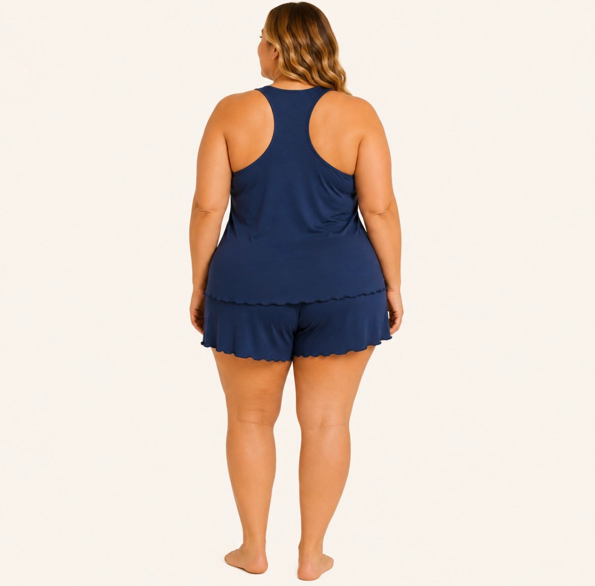 Plus Size Casual Tank Top And Shorts Loungewear Set