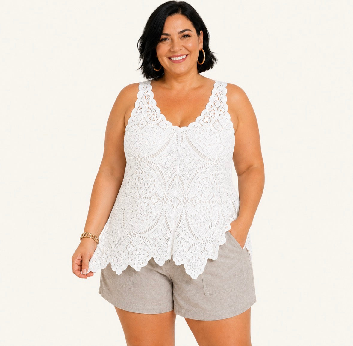 Plus Size Hollow-Out Camisole