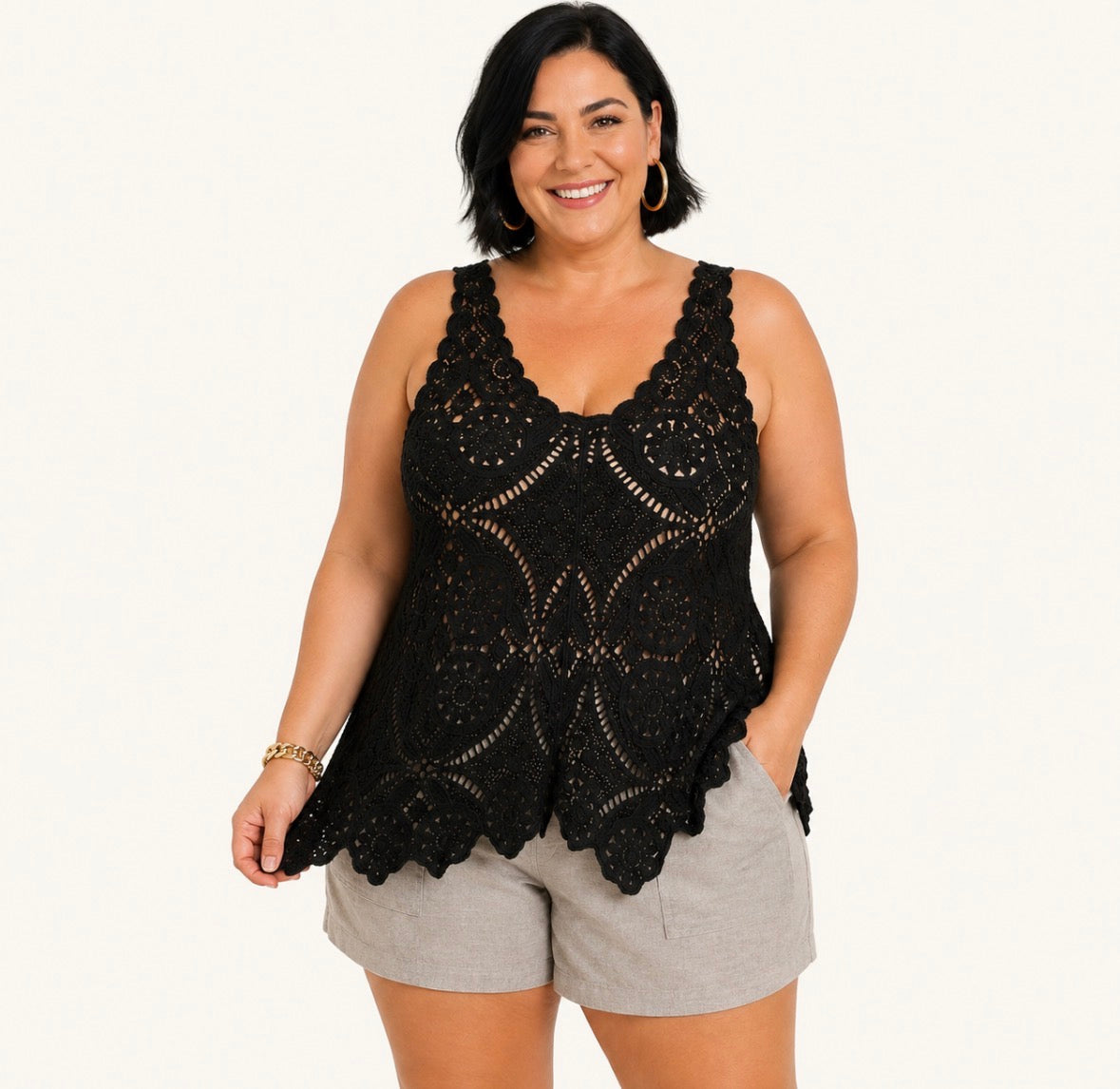 Plus Size Hollow-Out Camisole