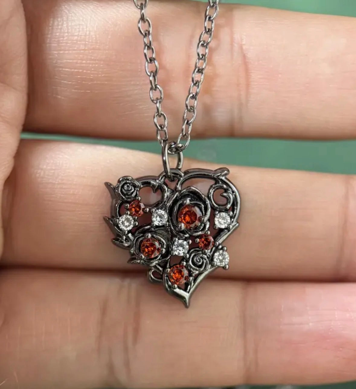 Gothic Black Rose Necklace
