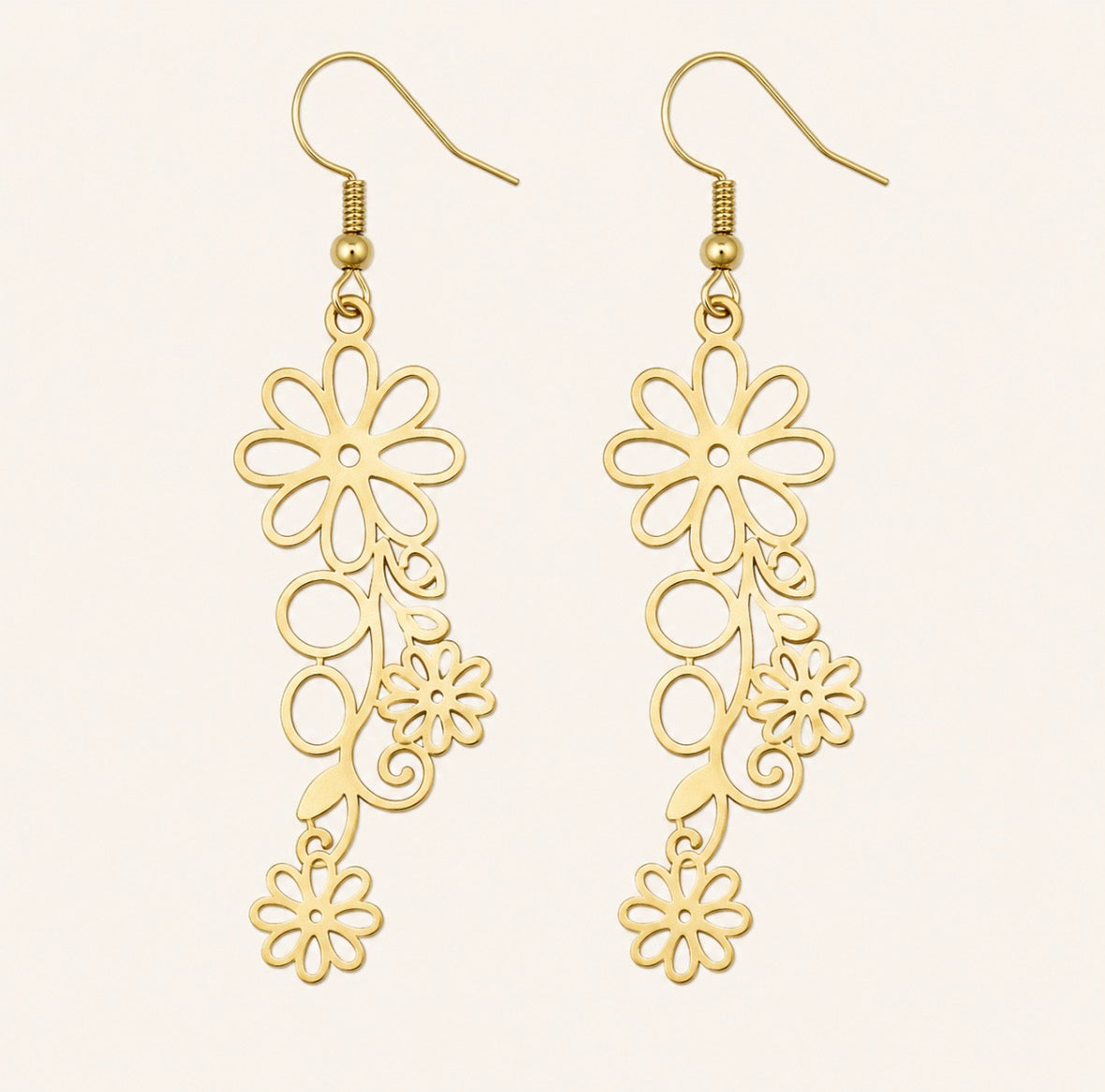 Vintage Botanical Leaf Clusters Charm Earrings