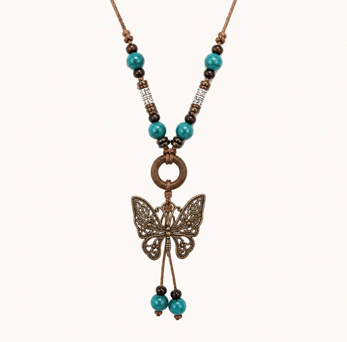 Bohemian Style Rustic Butterfly Pendant Necklace