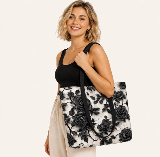Gothic Roses Floral Tote Bag