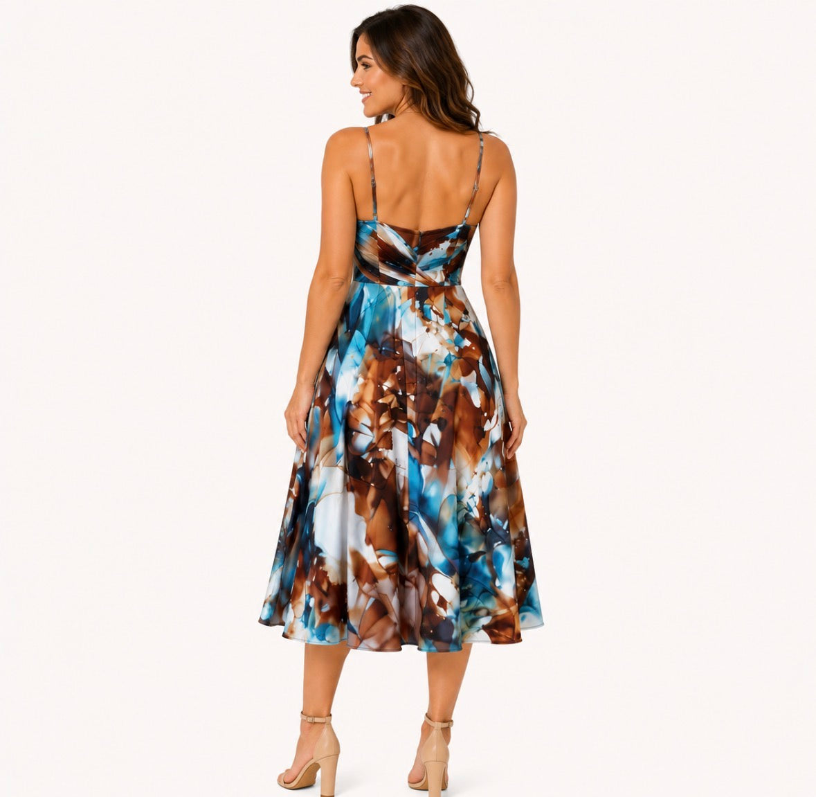 High-Waist Cinching with Cross-Back Camisole Dress