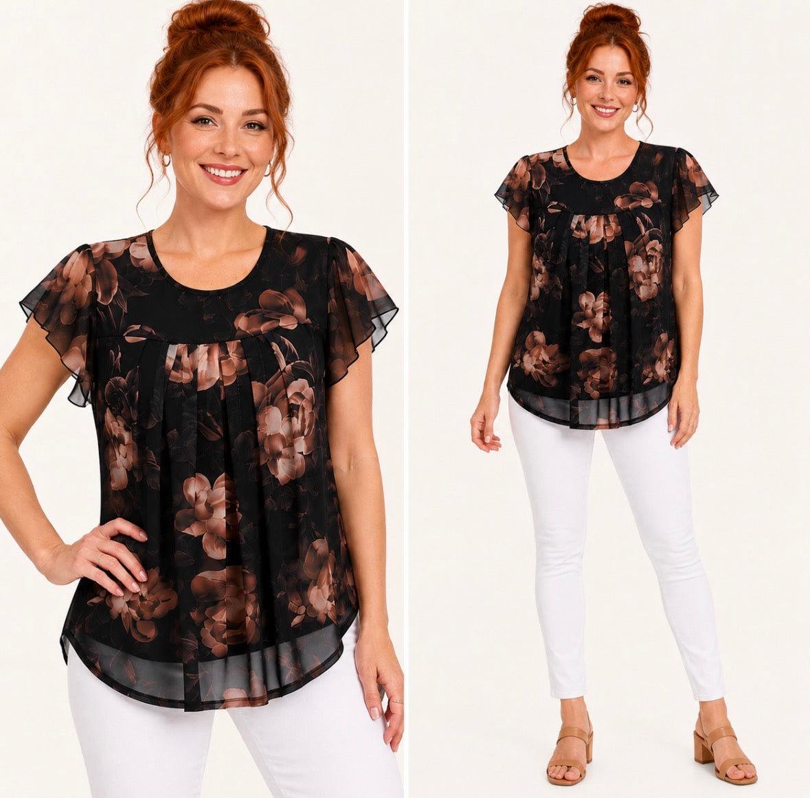 Short Sleeve Floral Print Top