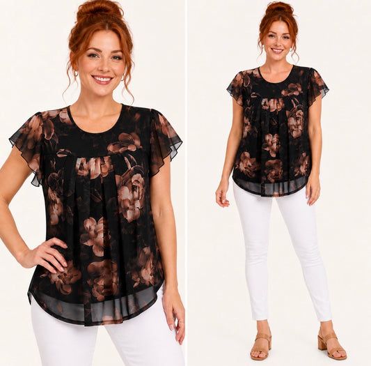 Short Sleeve Floral Print Top