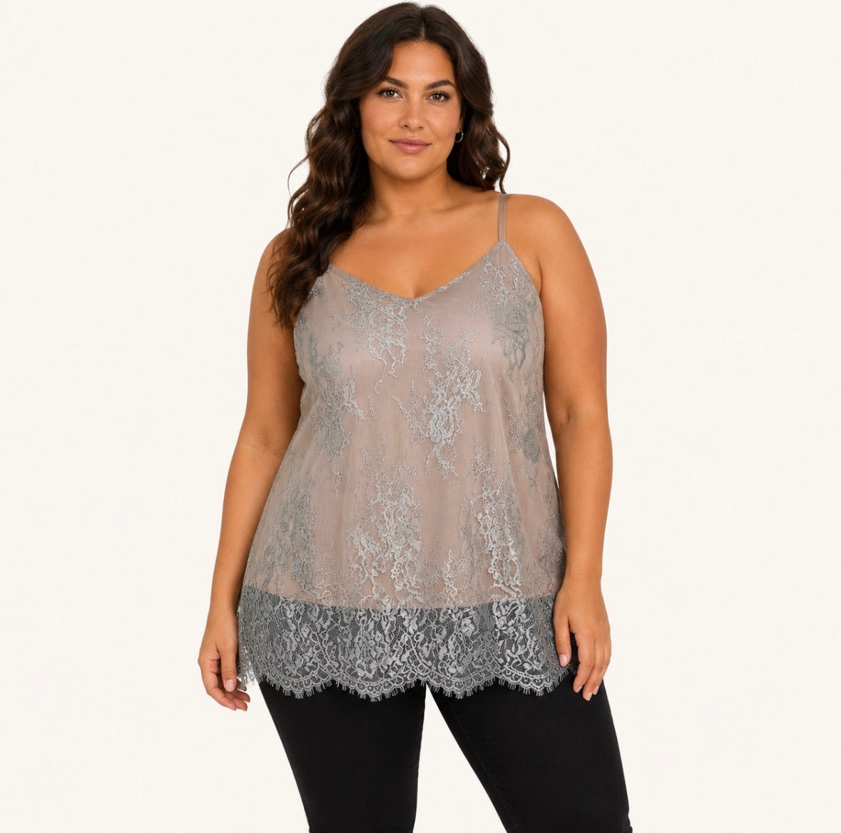 Plus Size Floral Lace Cami Top