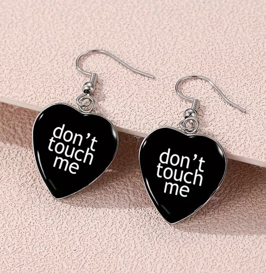 Bohemian Style Heart Shaped Earrings Don't Touch Me”
