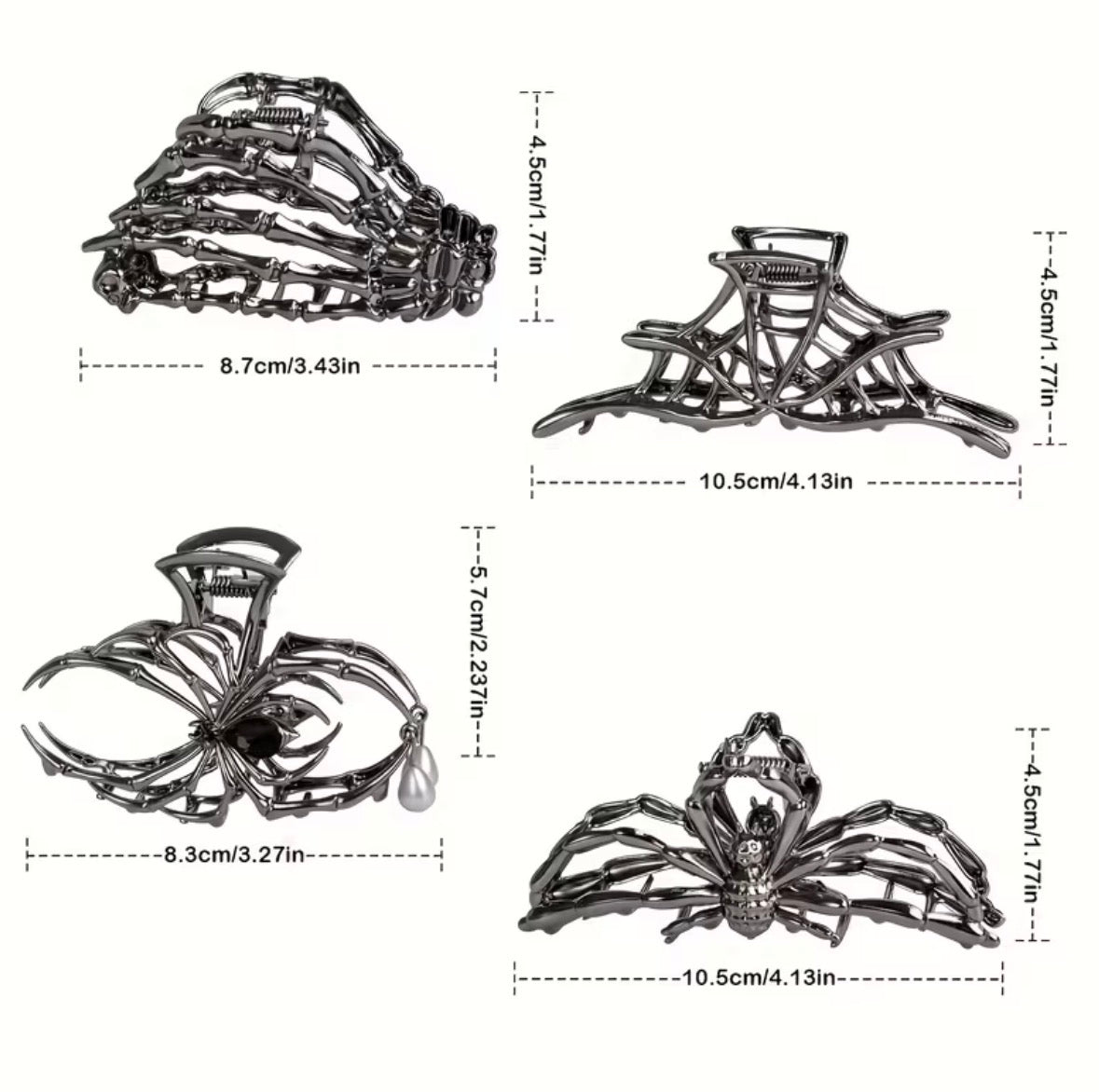 4-pack Gothic Large Hair Clips
