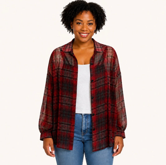 Long Sleeve Plaid Button Down Shirt