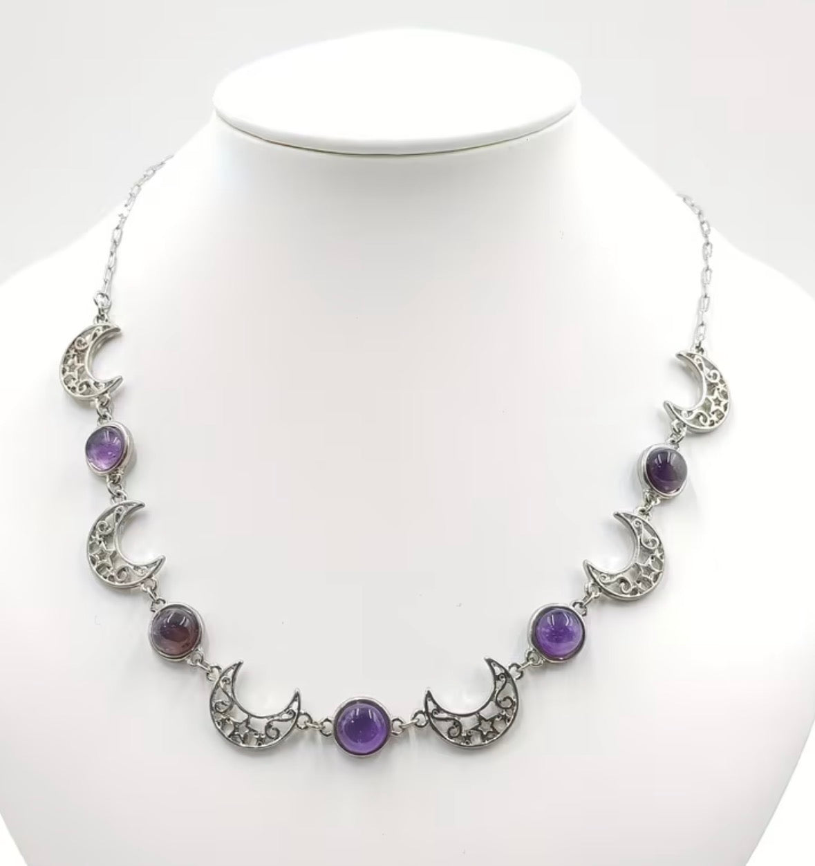 Vintage Boho Moon and Stone Necklace