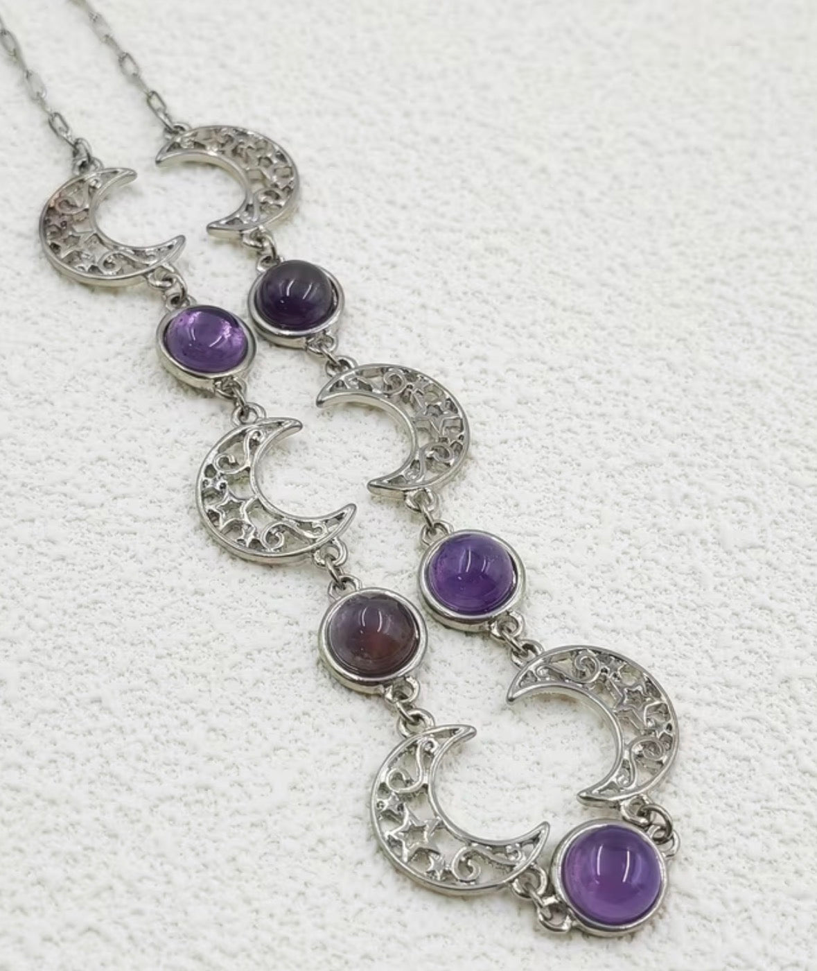 Vintage Boho Moon and Stone Necklace