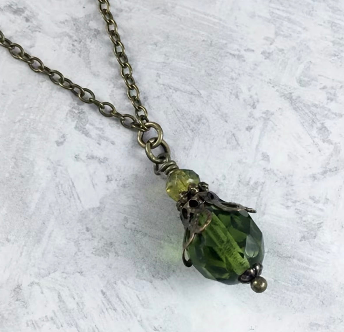 Dark Olive Green Academia Necklace