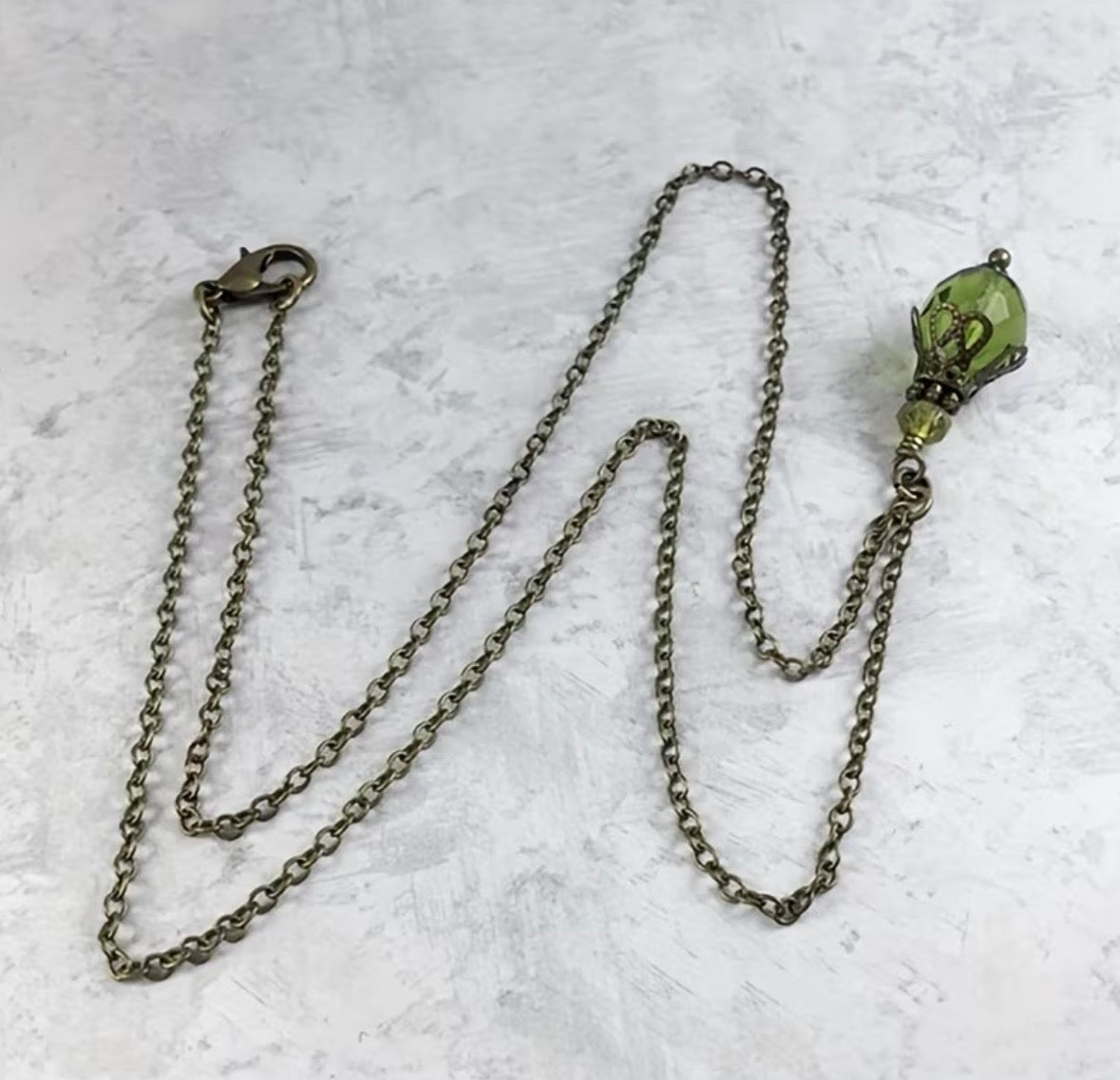 Dark Olive Green Academia Necklace