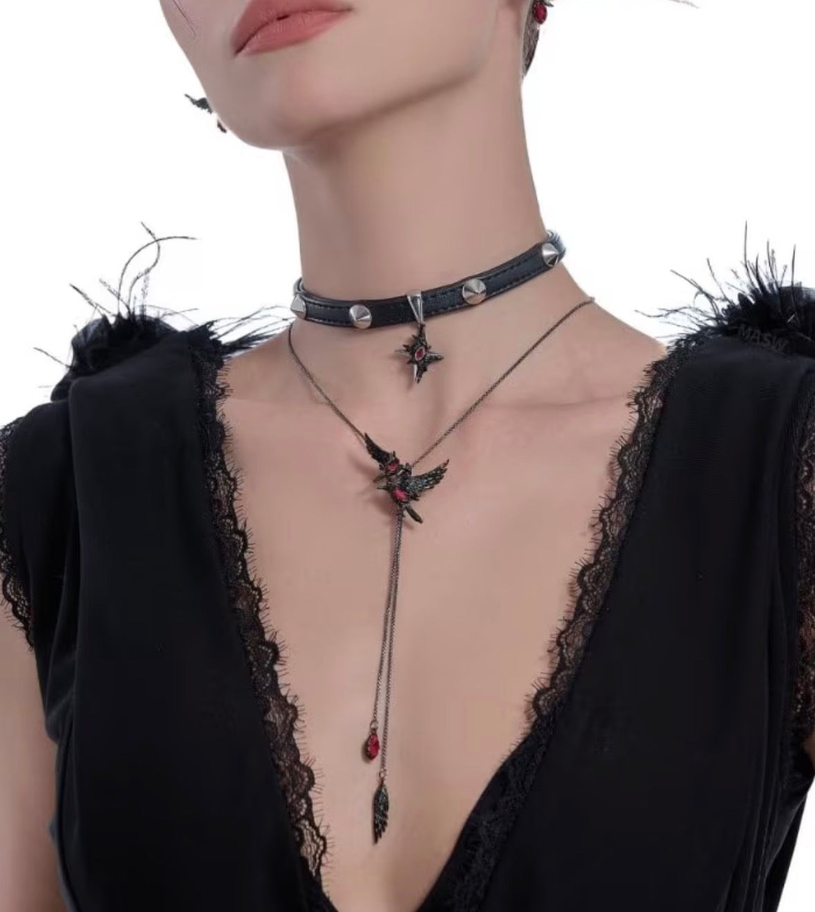 Gothic Black Crow Necklace