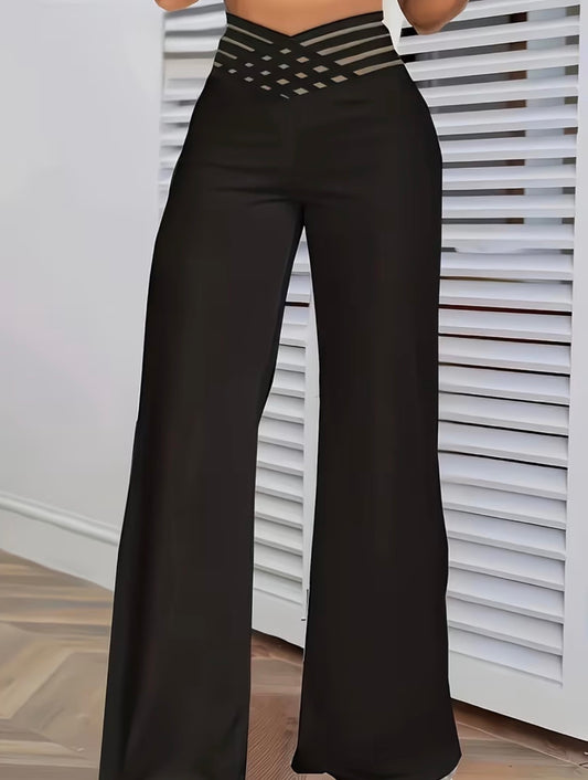 Criss-Cross Transparent Mesh High-Waist Pants