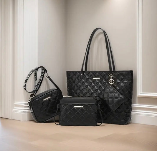 4-piece Quilted Shoulder Handbag Set