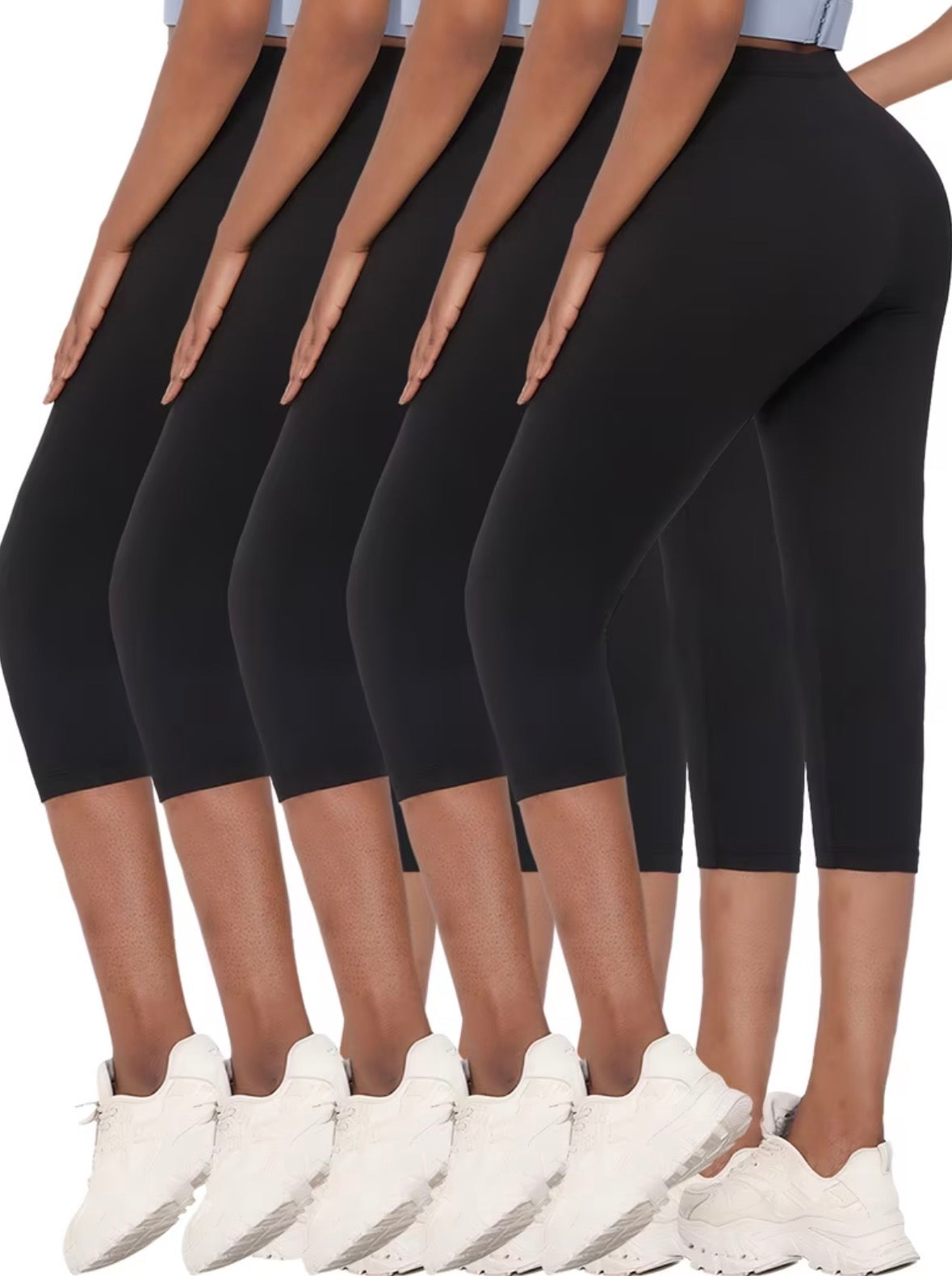 5-pack Solid Capri Leggings (Black)