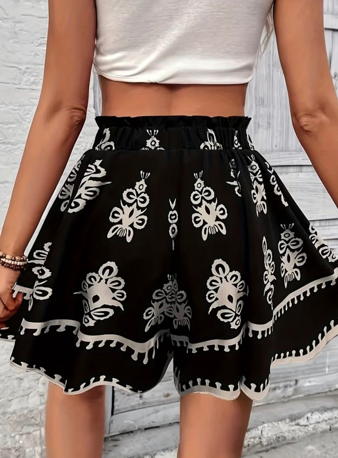 Plus Size Wide Leg Printed Shorts