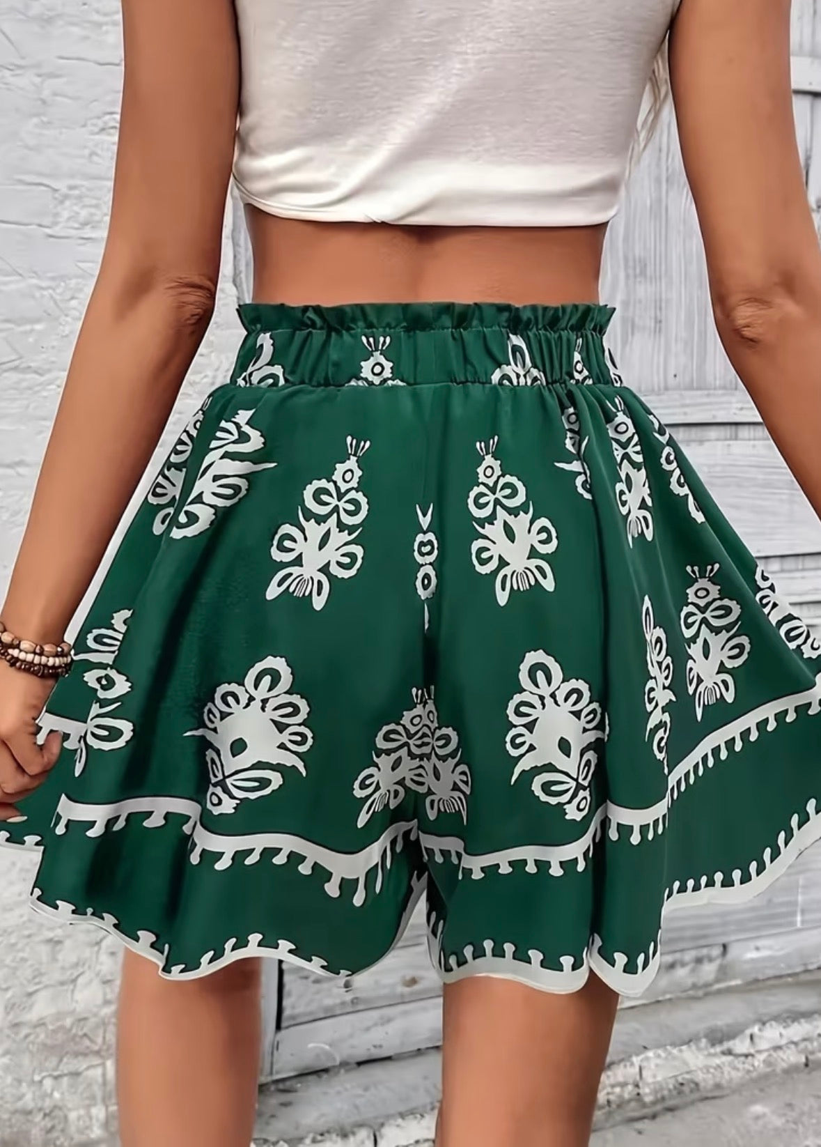 Plus Size Wide Leg Printed Shorts