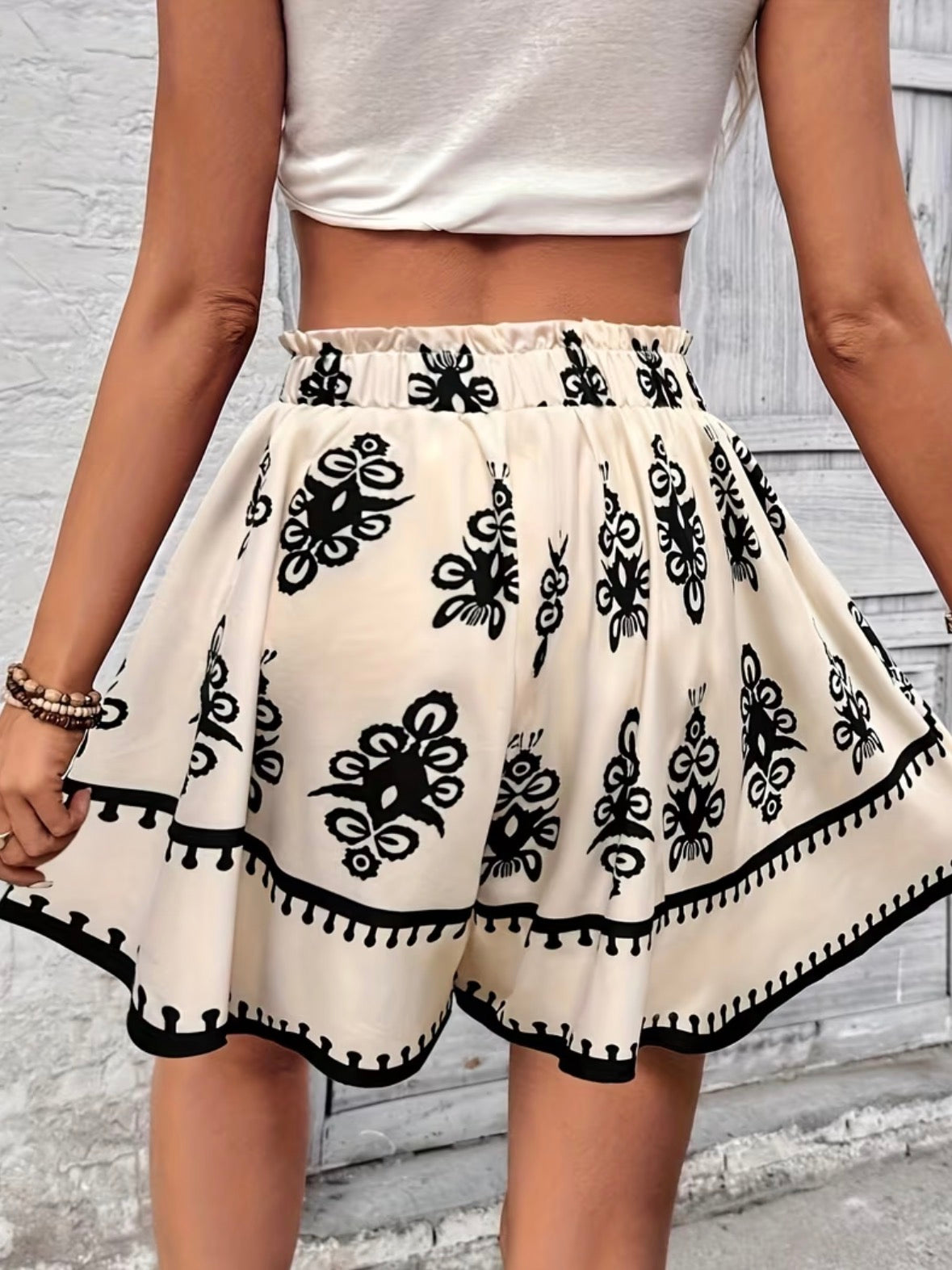 Plus Size Wide Leg Printed Shorts