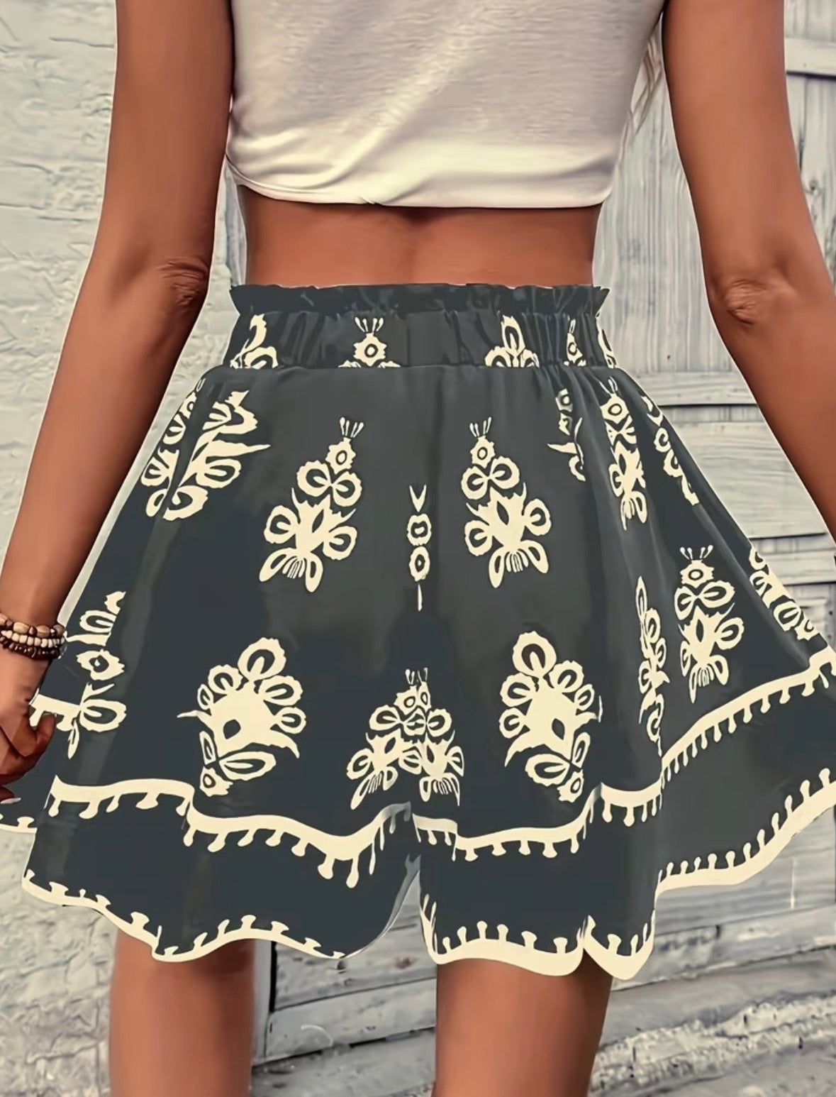 Plus Size Wide Leg Printed Shorts