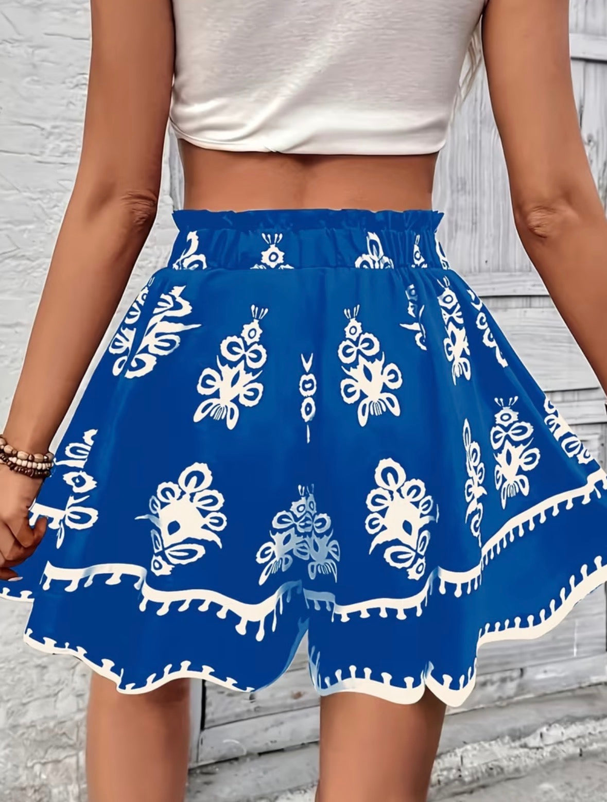 Plus Size Wide Leg Printed Shorts