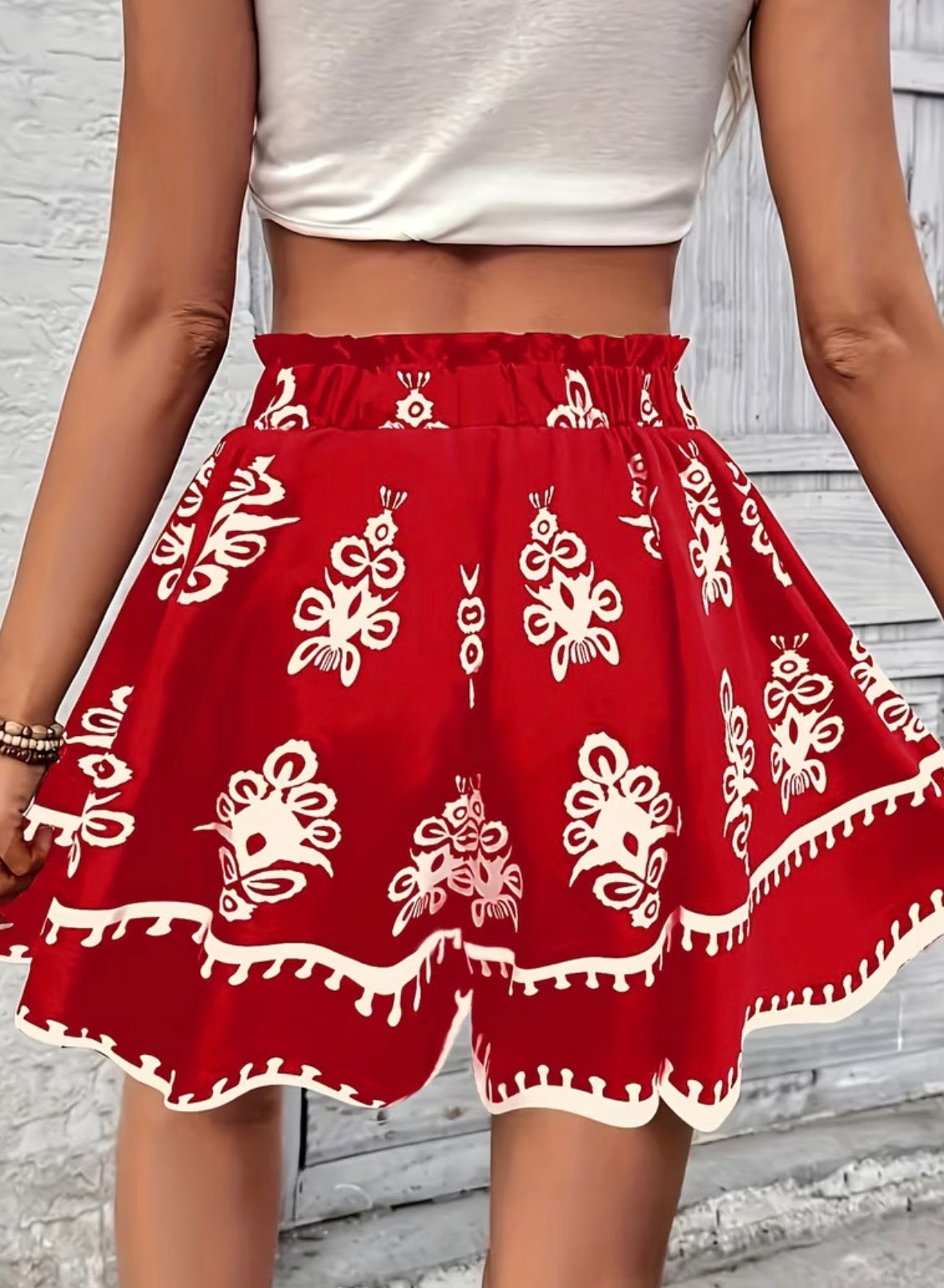 Plus Size Wide Leg Printed Shorts
