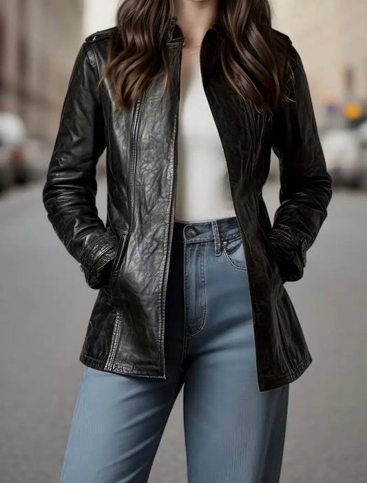 Retro Motorcycle PU Leather Jacket with Pockets