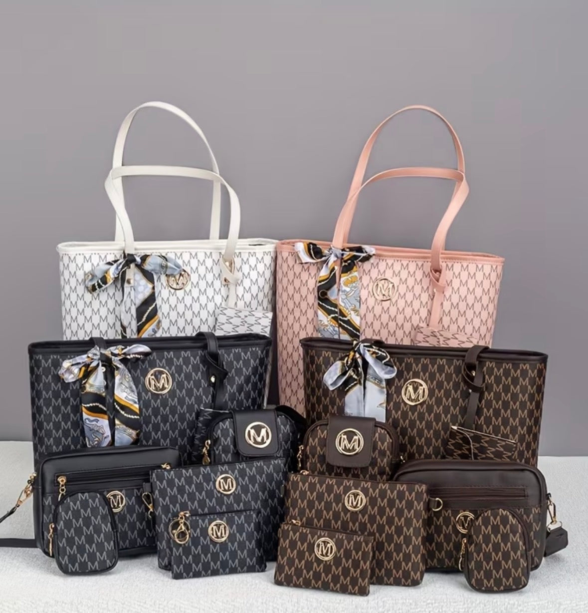 7-piece Tote and Handbag with Accessories Set