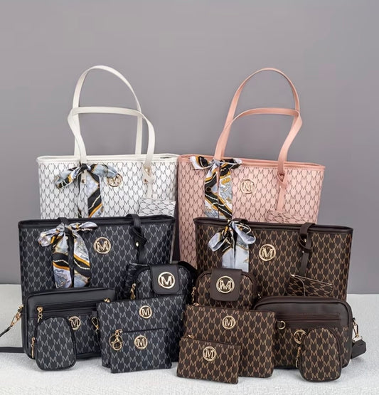7-piece Tote and Handbag with Accessories Set