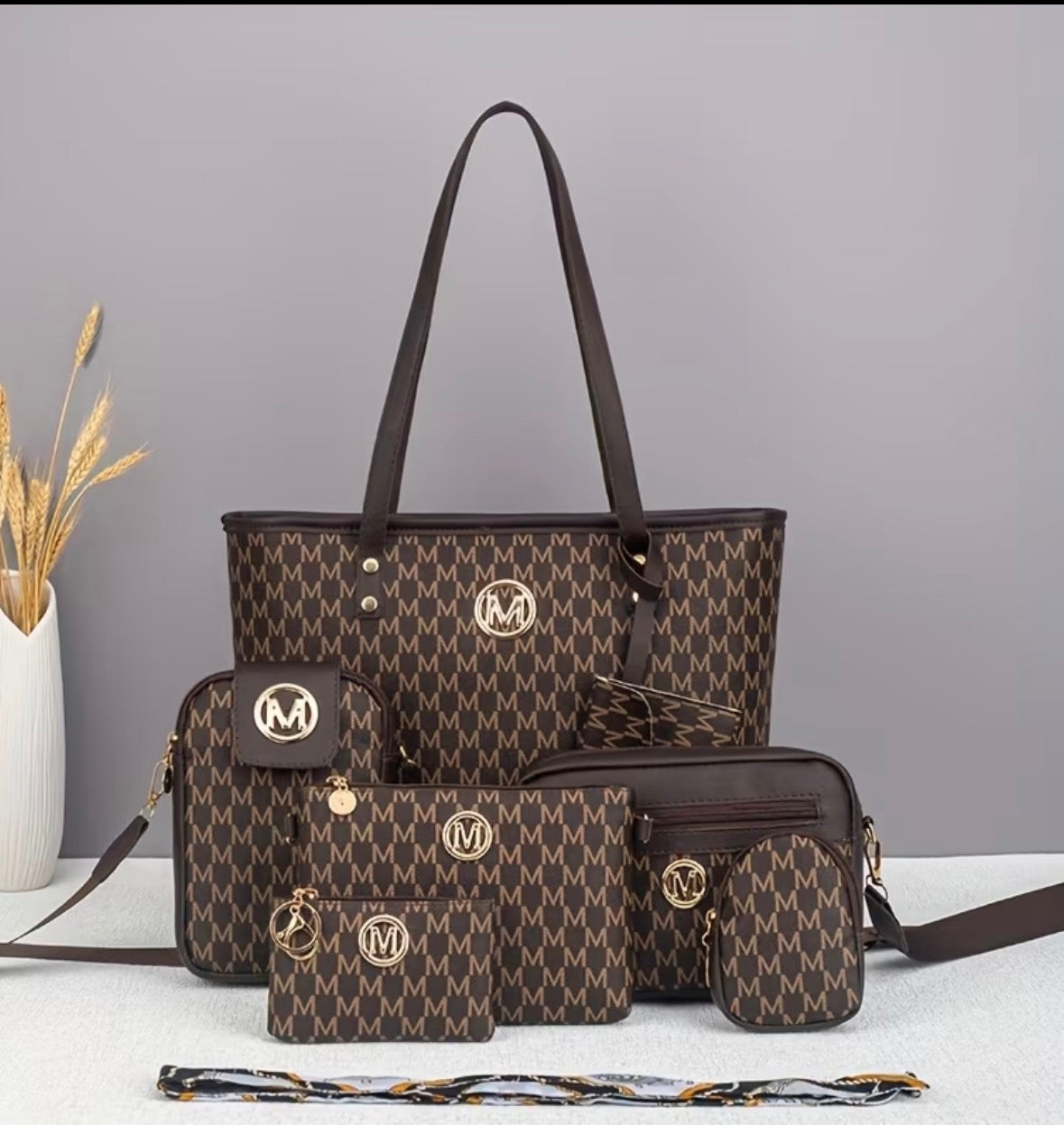 7-piece Tote and Handbag with Accessories Set