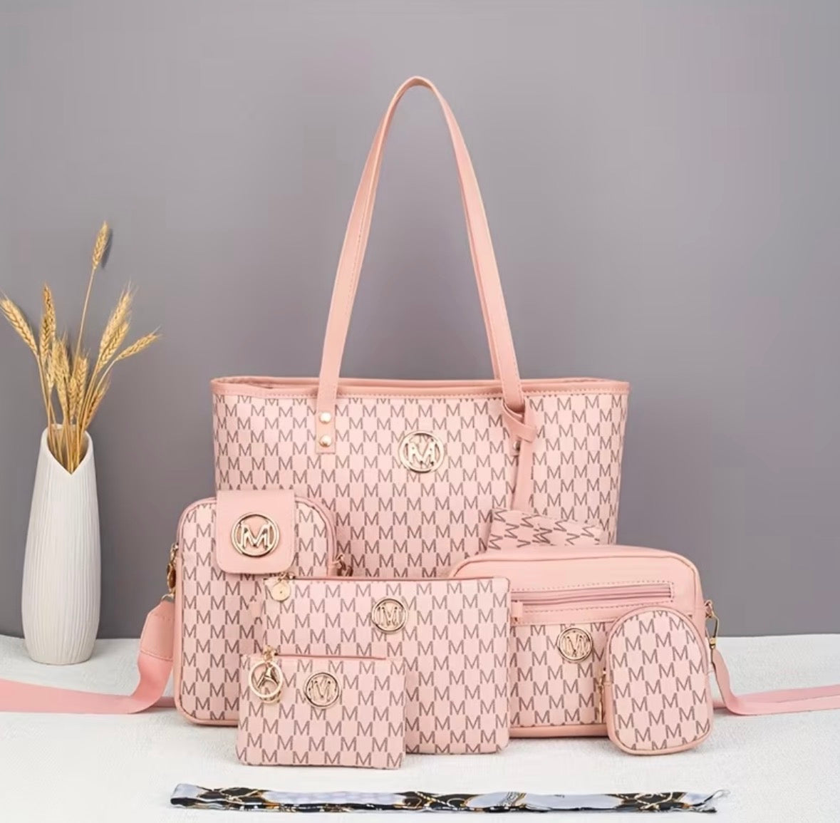 7-piece Tote and Handbag with Accessories Set