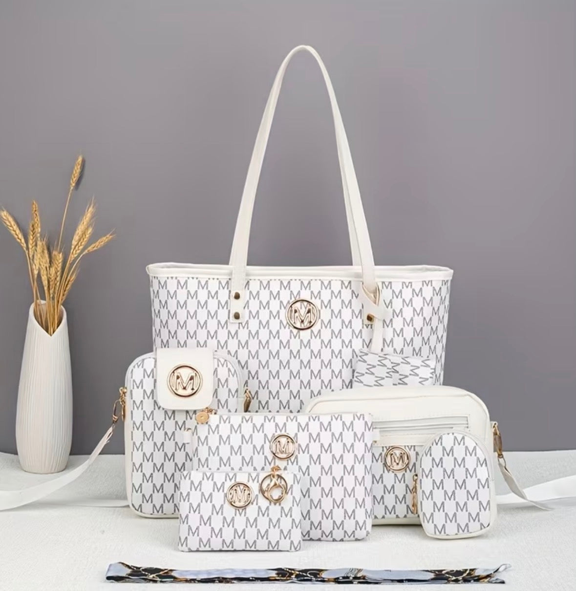 7-piece Tote and Handbag with Accessories Set