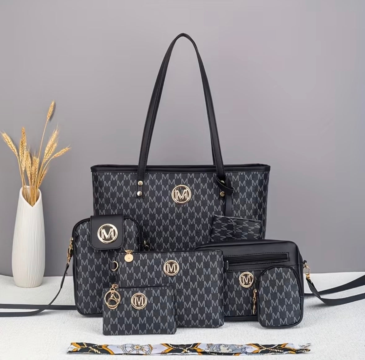 7-piece Tote and Handbag with Accessories Set