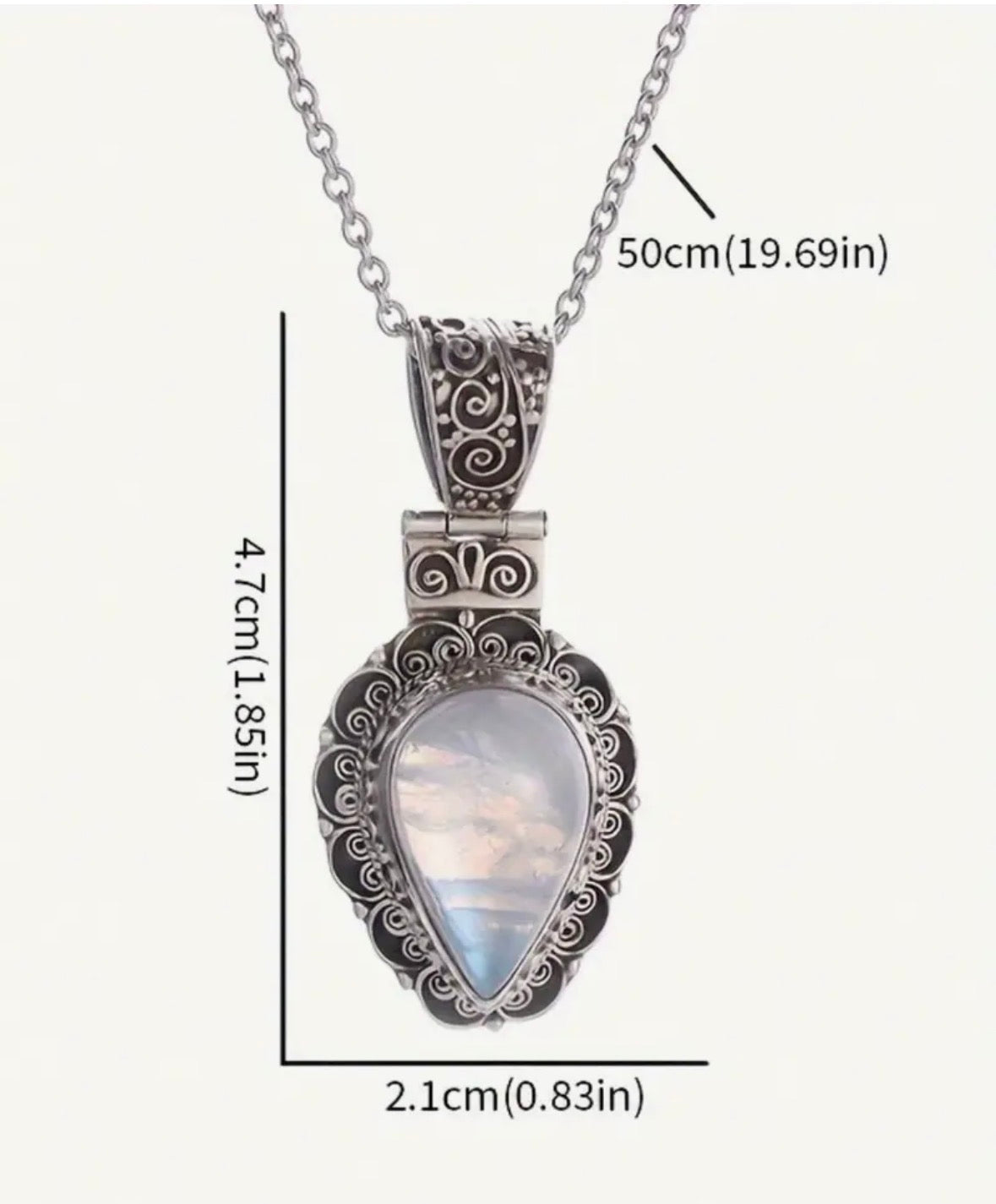 Bohemian Moonstone Teardrop Pendant Necklace