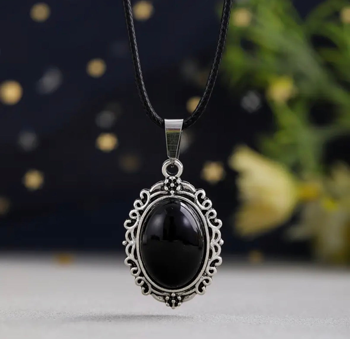 Oval Lace Charm Pendant Necklace