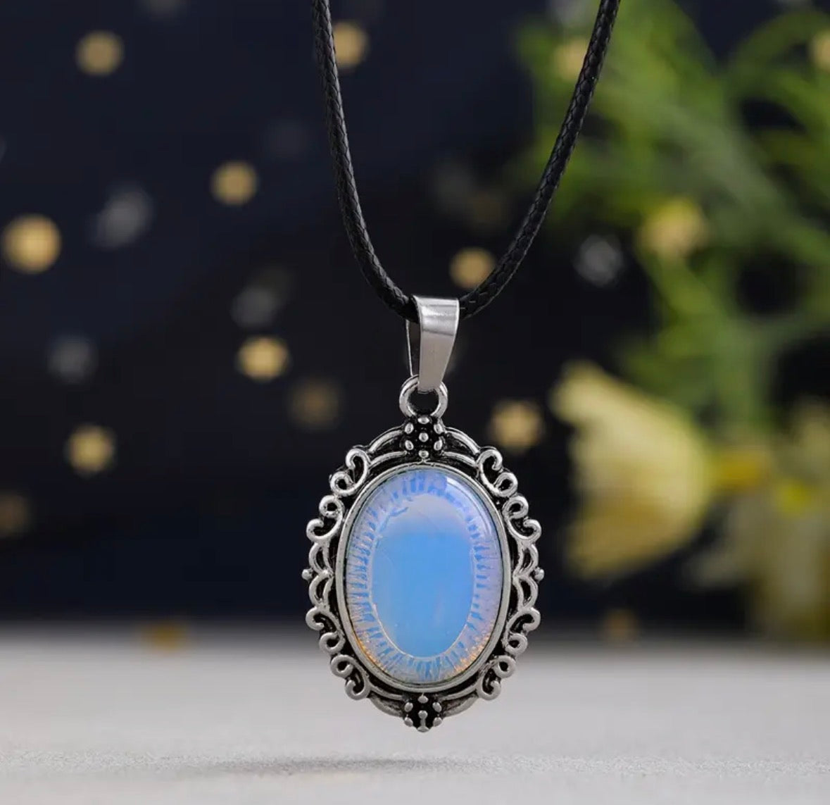 Oval Lace Charm Pendant Necklace