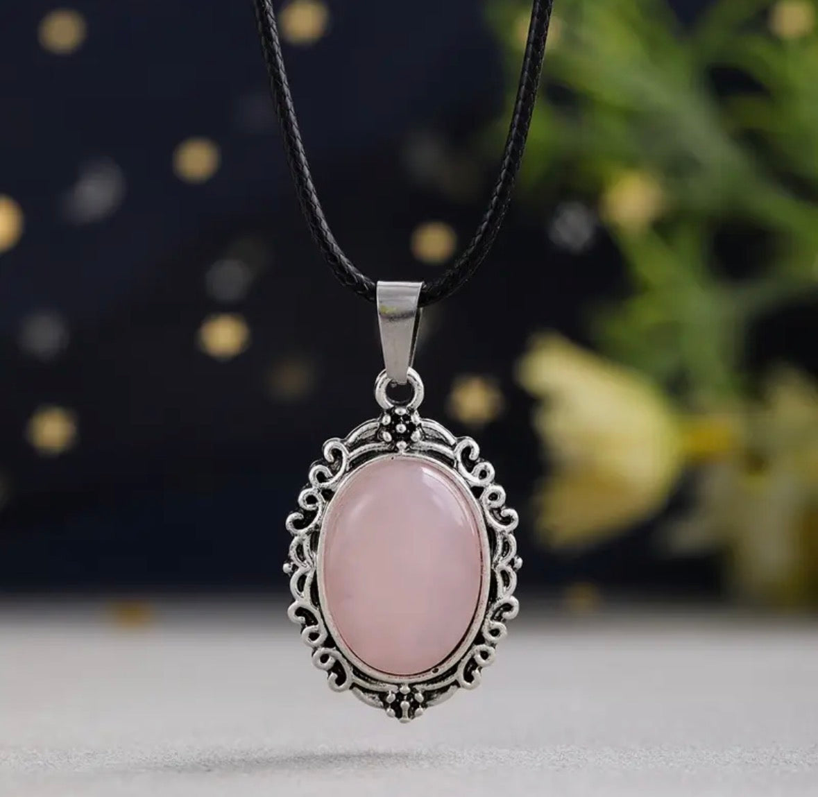 Oval Lace Charm Pendant Necklace
