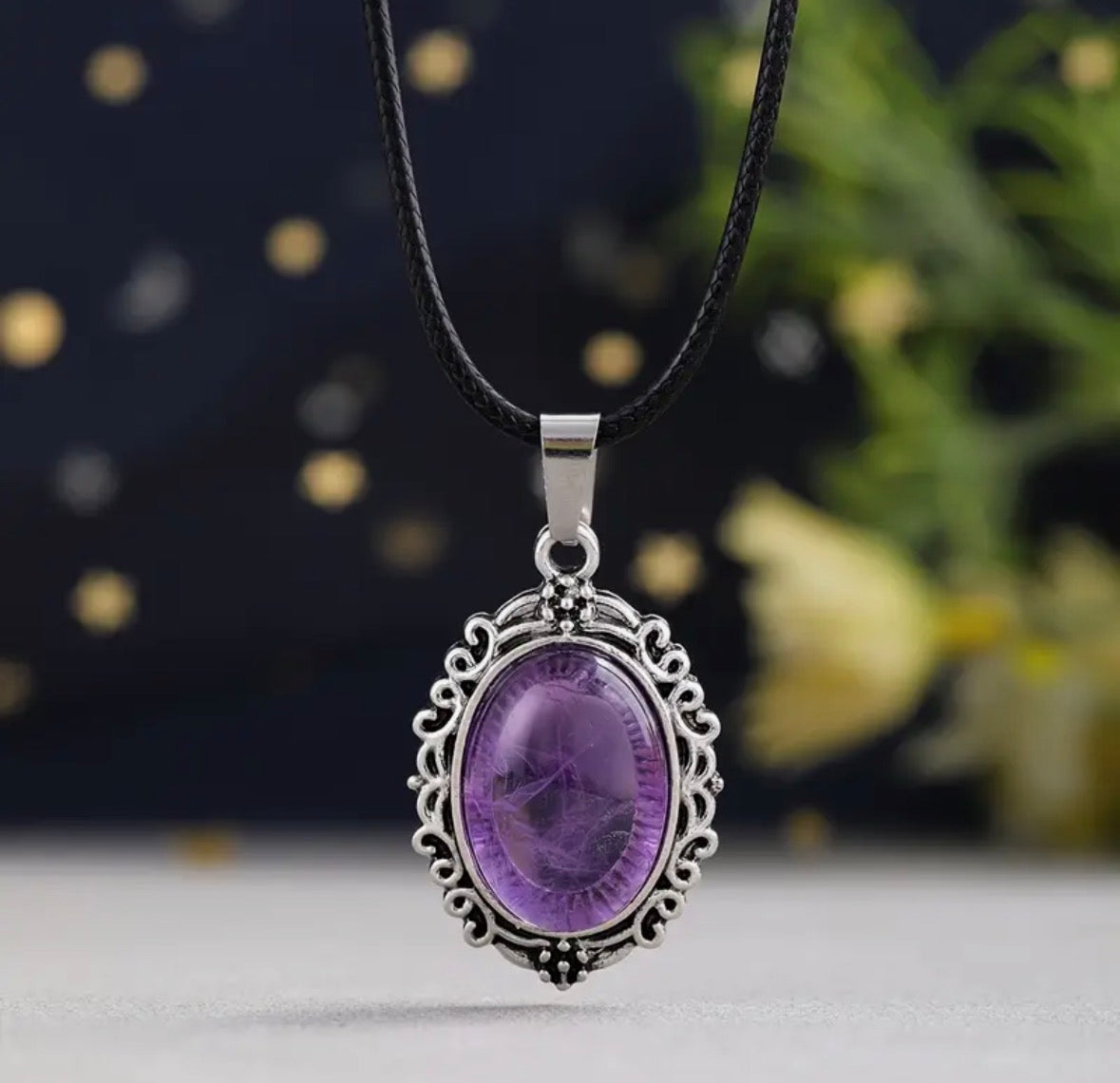 Oval Lace Charm Pendant Necklace