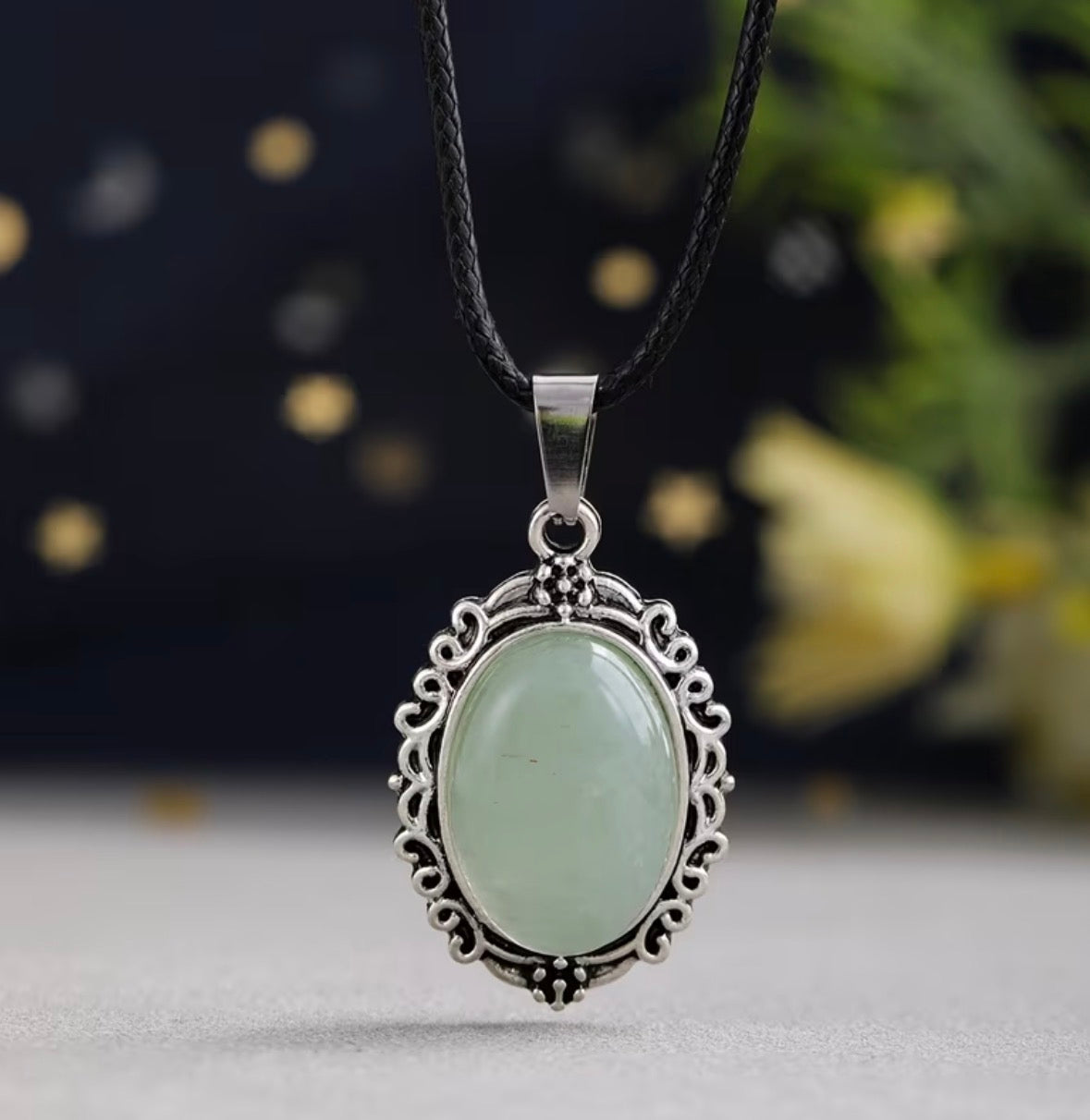 Oval Lace Charm Pendant Necklace
