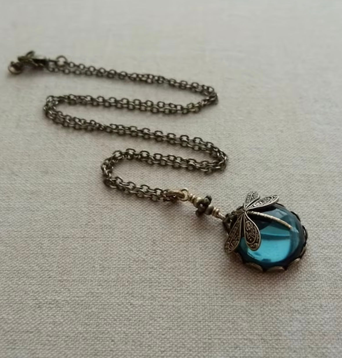 Victorian Moon Dragonfly Necklace