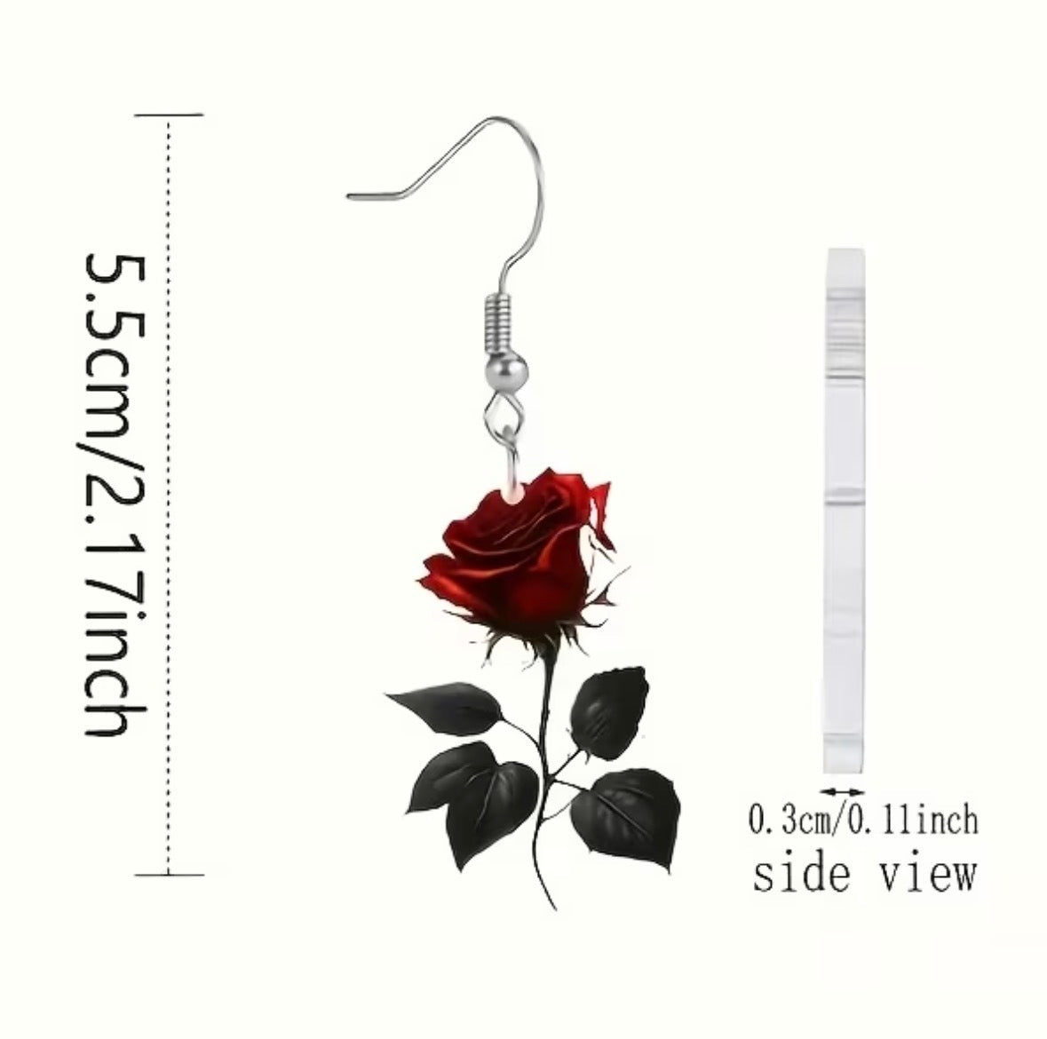 Flat Acrylic Red Rose Earrings
