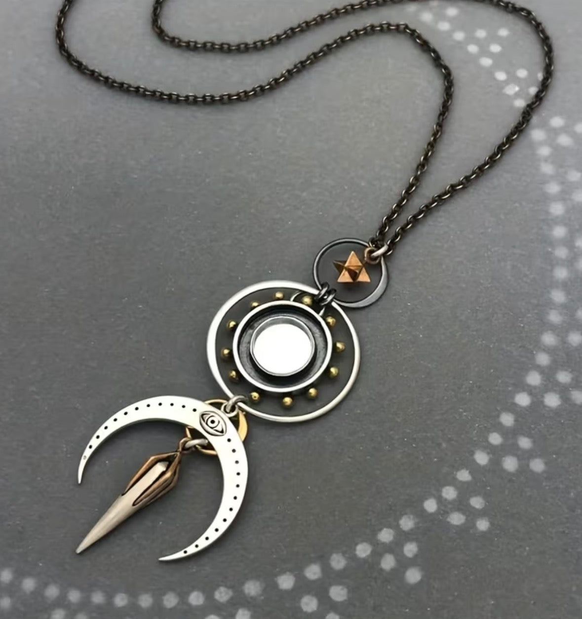 Gothic Retro Hollow Geometric Moon Necklace